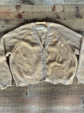 Molly Yeh x Tractor Supply Cream Yellow Striped Button-Front Cardigan Women’s L